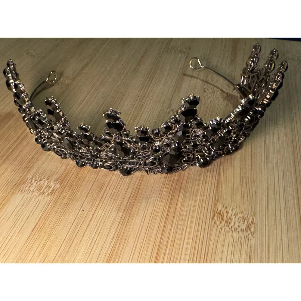 Silver w/ Black Rhinestones Princess Style Tiara